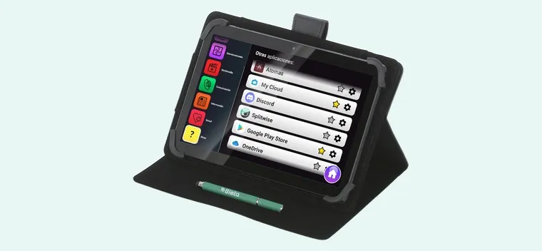 Bleta-Tablet in der Hülle mit der vollständigen App-Liste