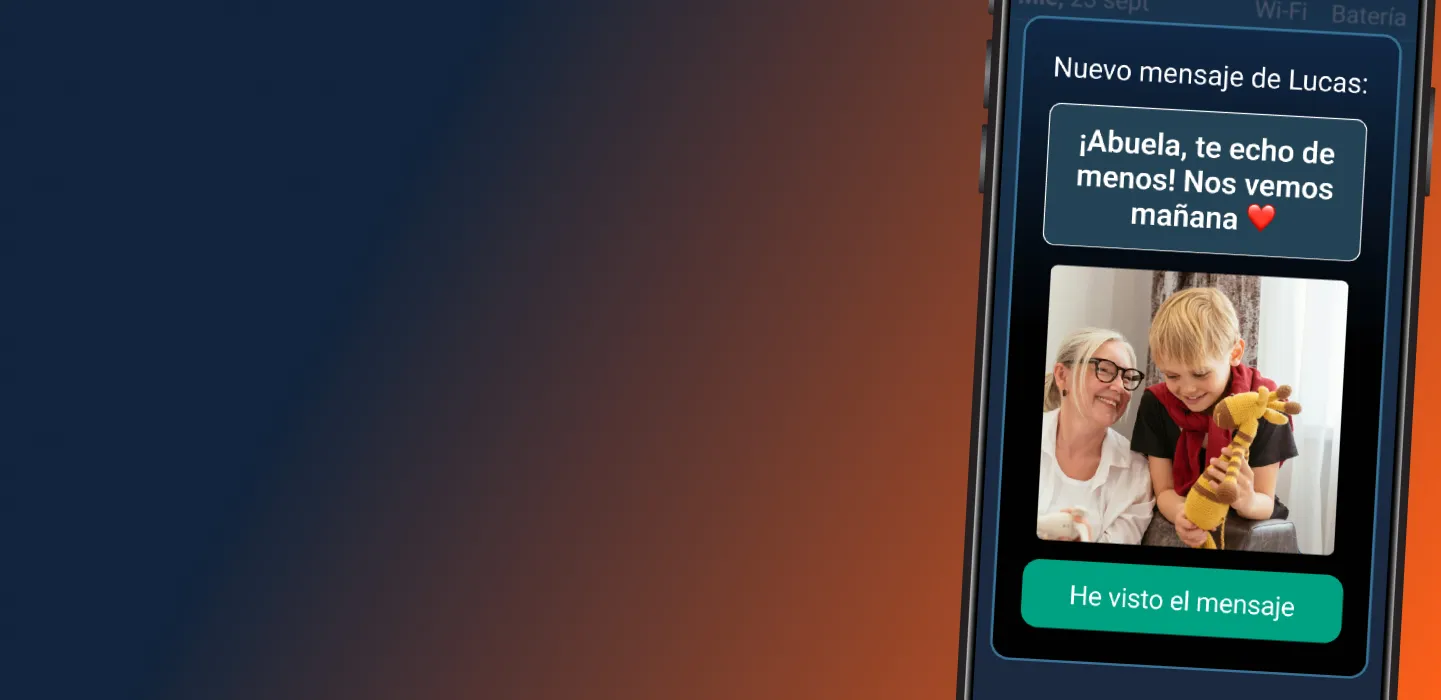 Ein älterer Mensch nutzt Bleta Conecta auf dem Handy