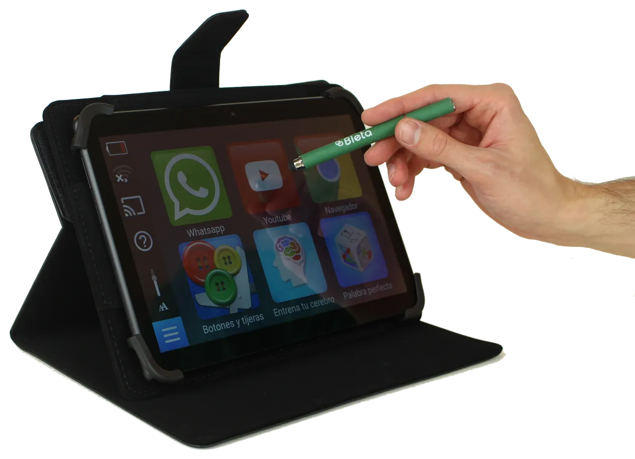 Eine Hand bedient das Tablet mit dem Eingabestift statt mit dem Finger