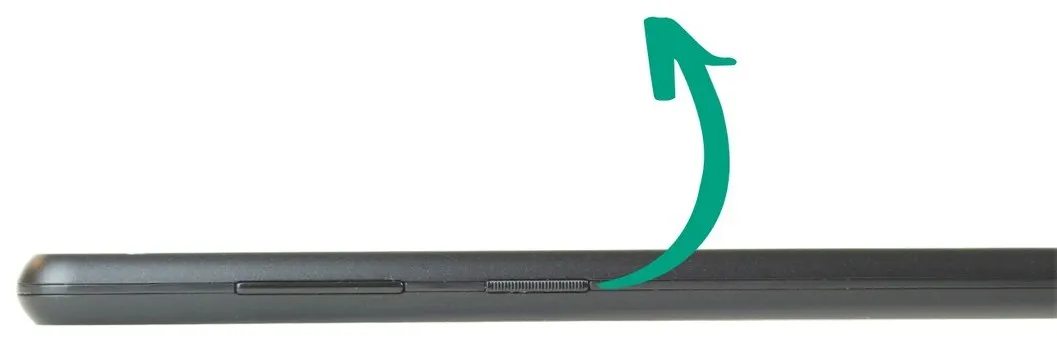 Die Ein-/Aus- und Sperrtaste an der Seite des Tablets