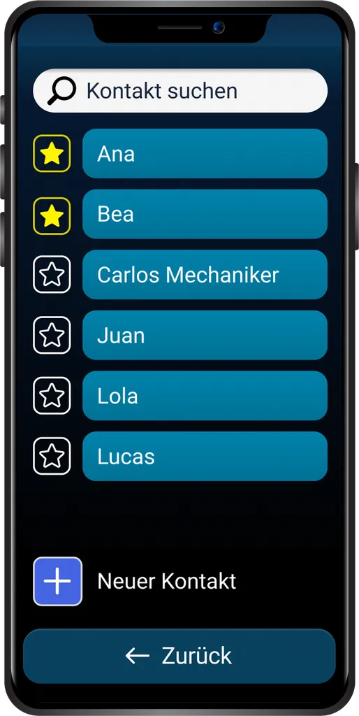 Handy mit der Bleta-Kontakte-App
