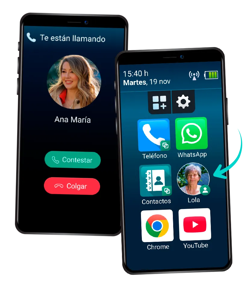 Bildschirm eines eingehenden Anrufs in der Bleta-App
