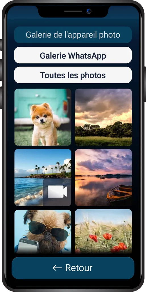 Téléphone avec l'application Galerie de Bleta