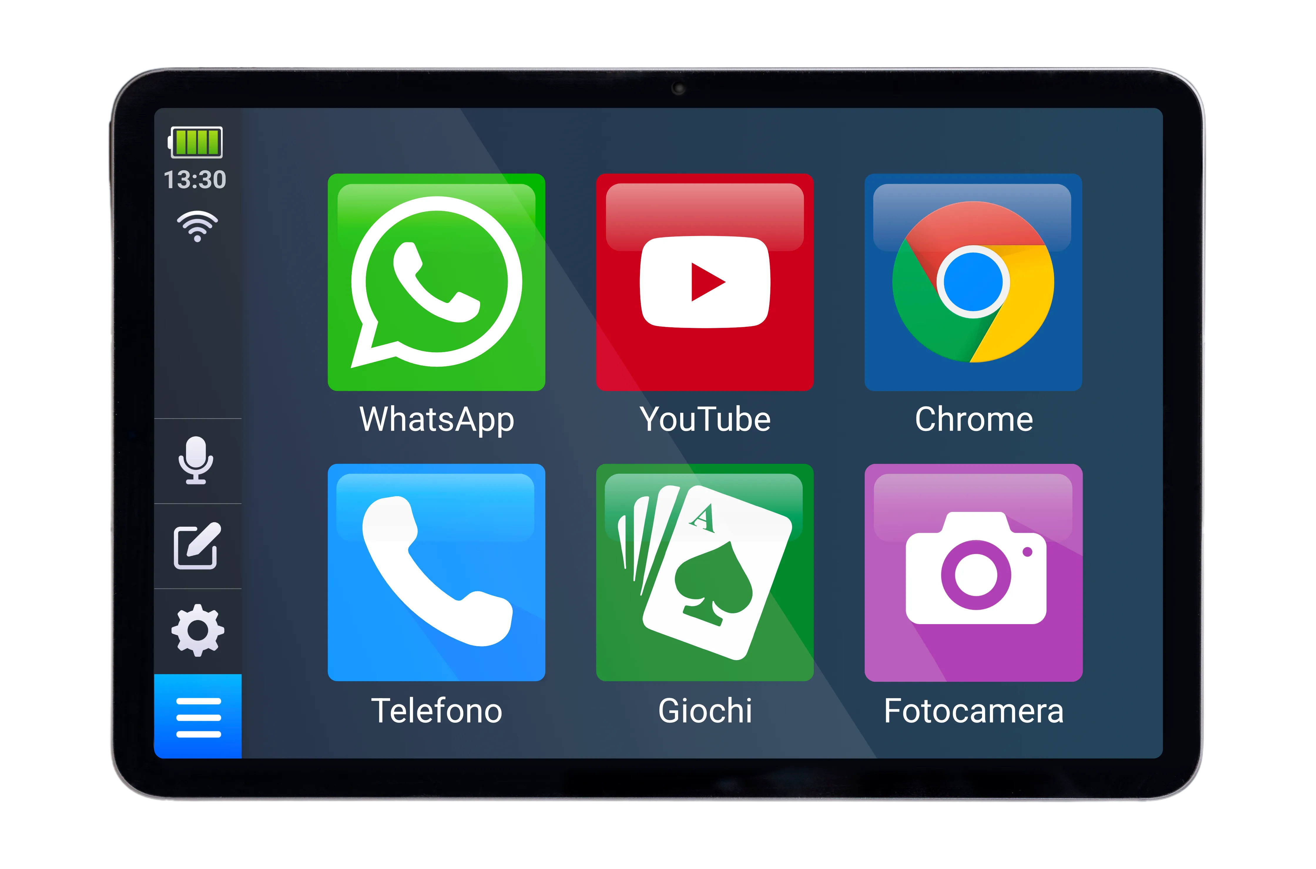 Tablet per anziani Bleta con la schermata iniziale a icone grandi