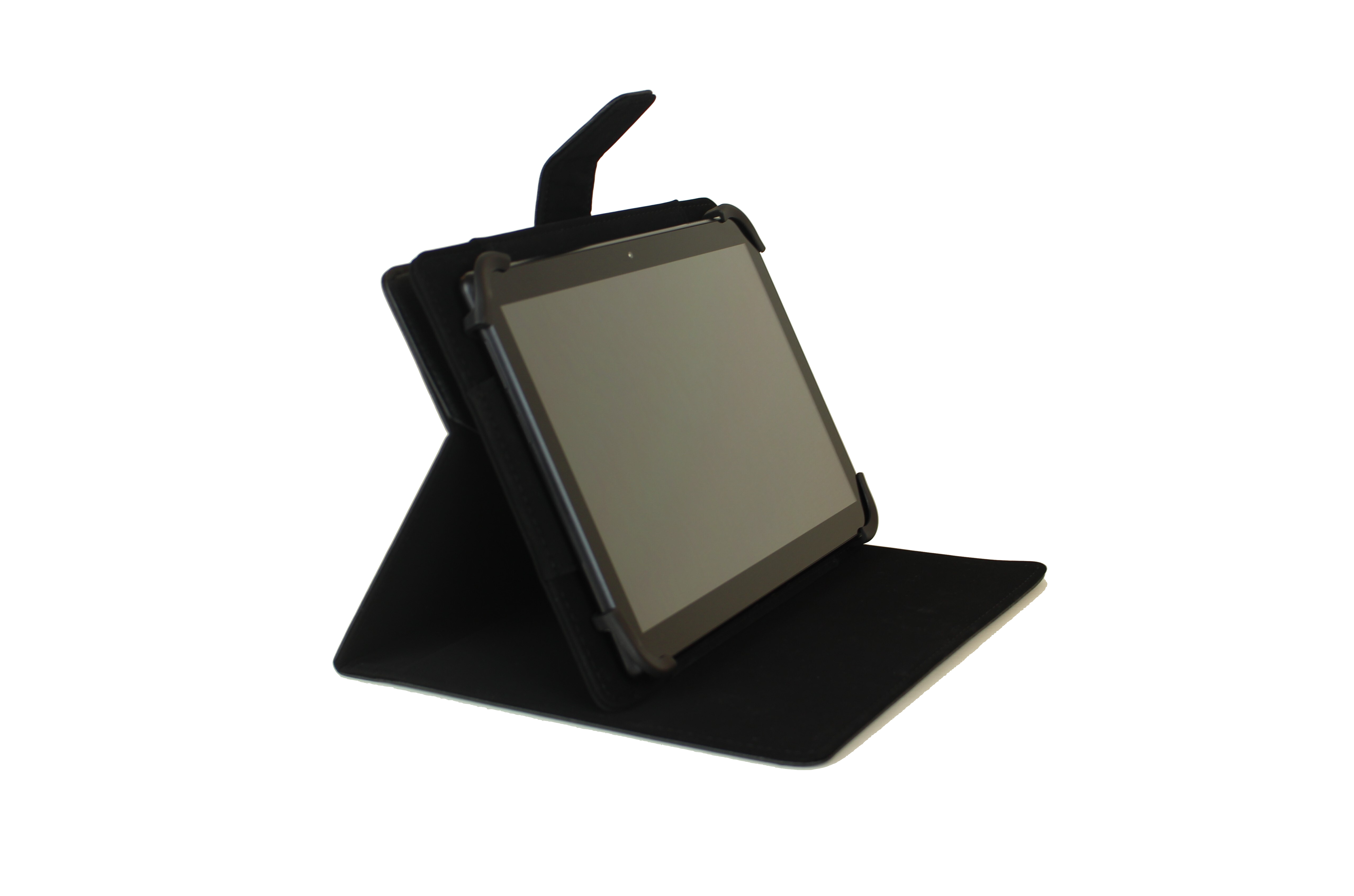 Posición horizontal de tablet en funda