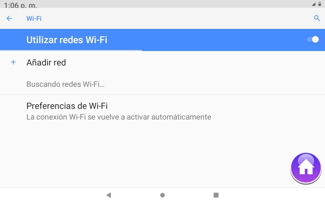 Añadir WiFi desde el menú de configuración y el botón en la Pantalla de Inicio