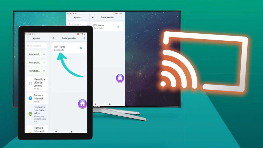 Tablet comparte pantalla en la televisión