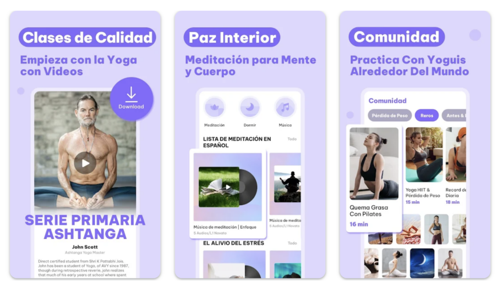 Capturas de pantalla de la app de deporte Daily Yoga