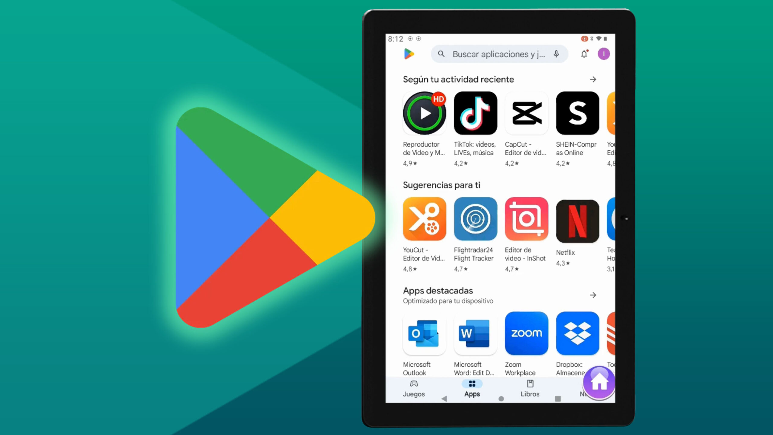 Una tablet con la aplicación de Google Play abierta