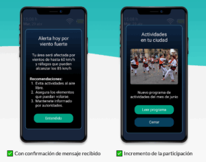Mensaje emergente en la pantalla del móvil