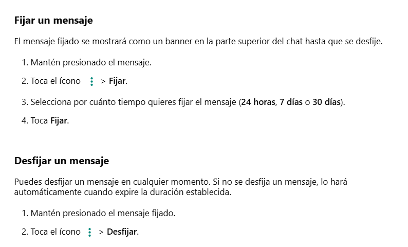 Instrucciones texto whatsApp