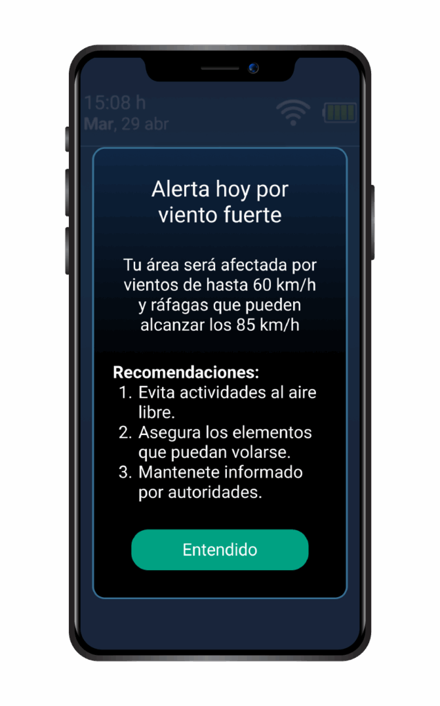 Móvil con la app Bleta aportando información