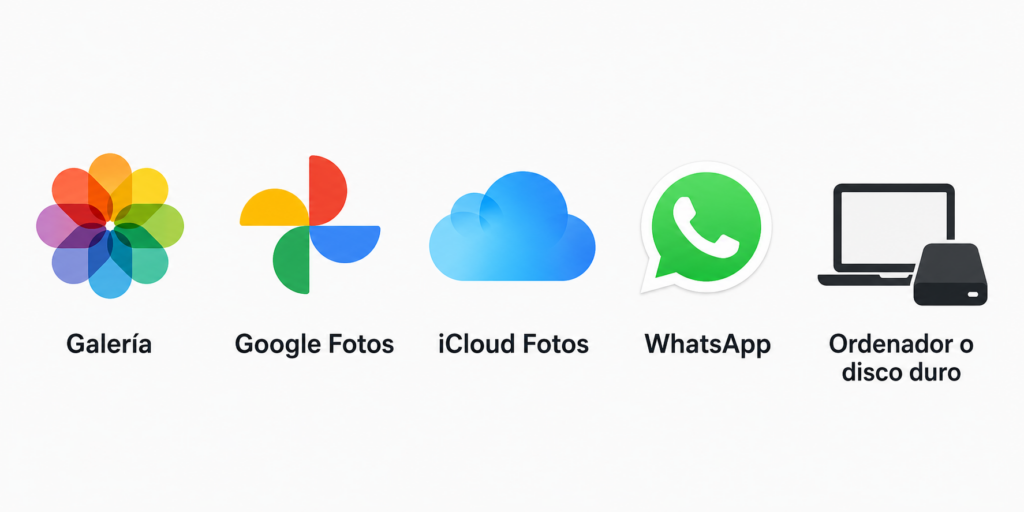 Diferentes opciones donde guardar fotos